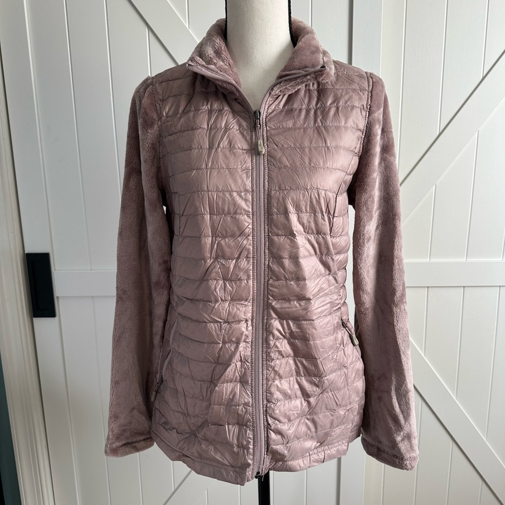 Women's 32 Degrees Heat Mauve Hybrid Puffer Fleece Jacket Coat Size Small